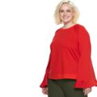 Plus Size Popsugar Bell-sleeve Sweatshirt, Women's, Size: 2xl, Med Red