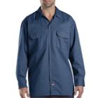 Men's Dickies Original Fit Twill Work Shirt, Size: Small, Blue