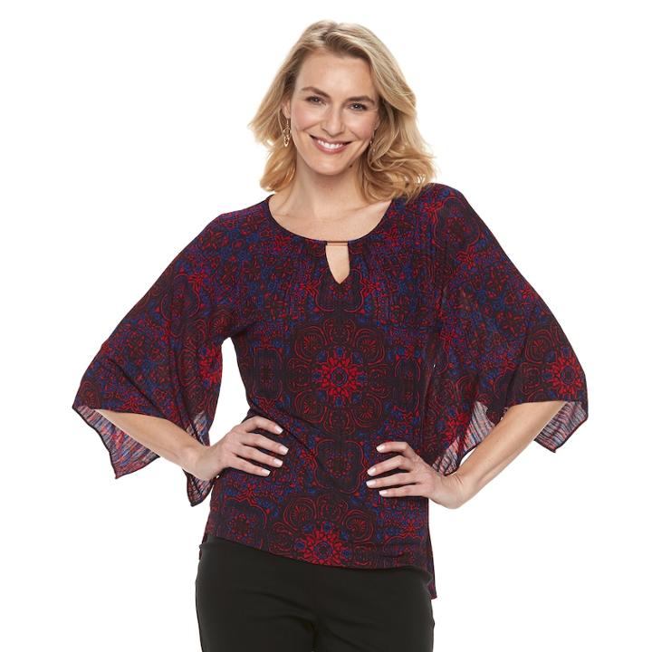 Women's Dana Buchman Print Kimono-sleeve Top, Size: Small, Red