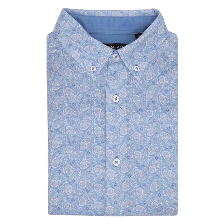 Men's Nick Graham Everywhere Modern-fit Stretch Dress Shirt, Size: M-32/33, Light Blue