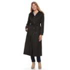 Women's Tower By London Fog Hooded Solid Trench Coat, Size: Xl, Black