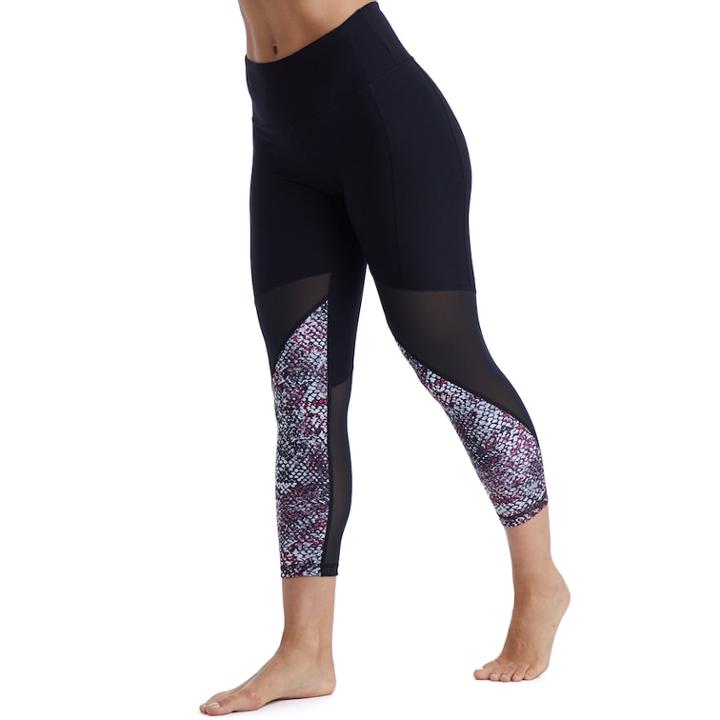 Women's Marika Ava Mesh High-waisted Capri Leggings, Size: Large, Black Rocks