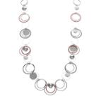 Red, White & Blue Long Glittery Disc Circle Link Necklace, Women's, Multicolor