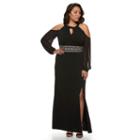 Plus Size Chaya Chiffon Cold-shoulder Evening Gown, Women's, Size: 18 W, Black