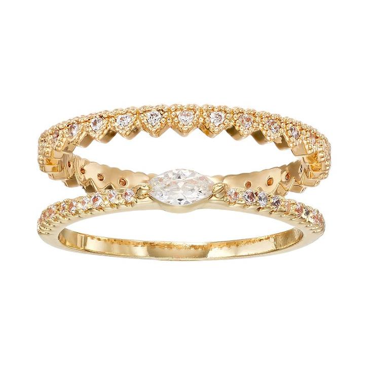 Lc Lauren Conrad Heart & Marquise Ring Set, Women's, Size: 7, Gold