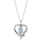 Sterling Silver Blue Topaz & Lab-created White Sapphire 2-stone Heart Pendant, Women's, Size: 18