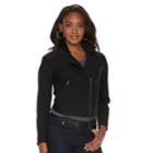 Petite Apt. 9&reg; Asymmetrical Moto Jacket, Women's, Size: Xl Petite, Black