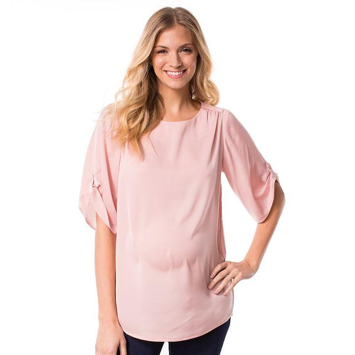 Maternity Pip & Vine By Rosie Pope Shirred Top, Women's, Size: L-mat, Pink Other