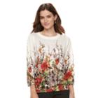 Women's Cathy Daniels Floral Print Sweater, Size: Xl, Multi Vines