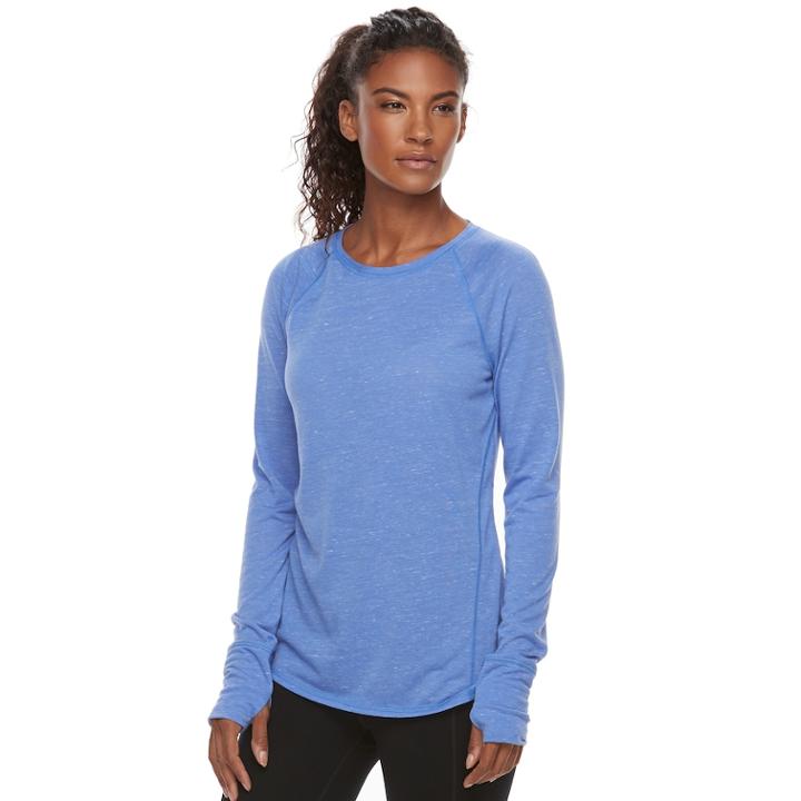 Women's Tek Gear&reg; Raglan Long Sleeve Tee, Size: Xs, Med Blue