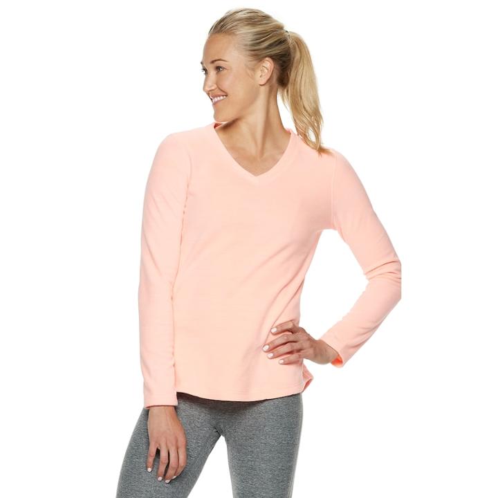 Women's Tek Gear&reg; Long Sleeve Microfleece Top, Size: Large, Med Pink