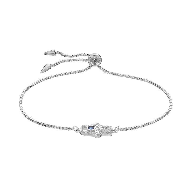 Fleur Cubic Zirconia Hamsa Bolo Bracelet, Women's, Grey