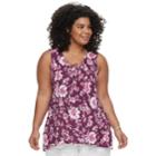 Plus Size Sonoma Goods For Life&trade; Floral Lace-up Tank, Women's, Size: 3xl, Med Purple