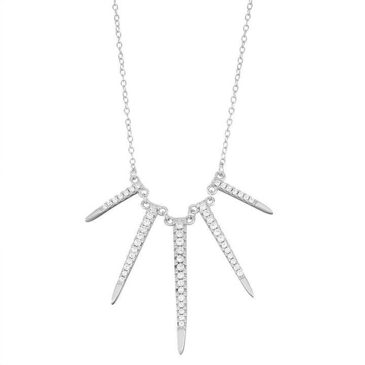 Sterling Silver Cubic Zirconia Spike Necklace, Women's, Size: 18, White