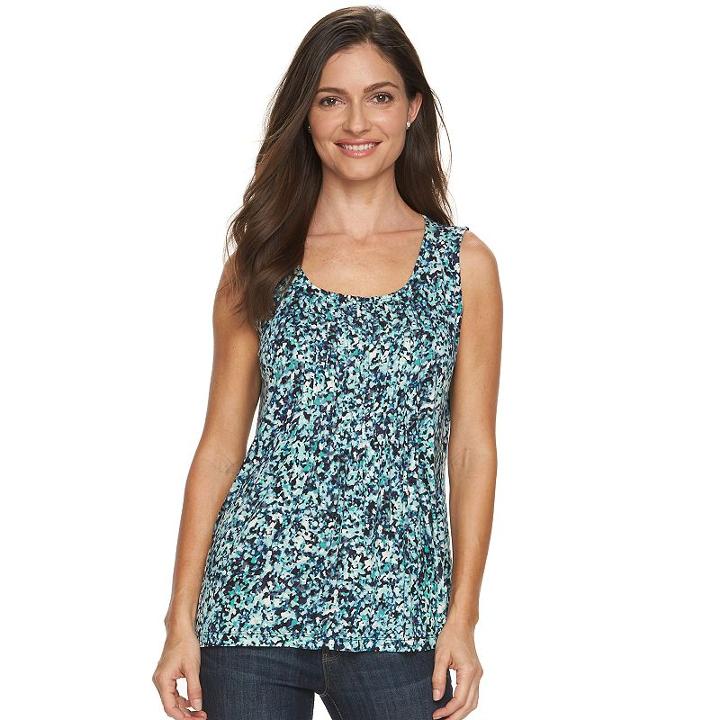 Women's Croft & Barrow Scoopneck Tank, Size: Medium, Dark Blue
