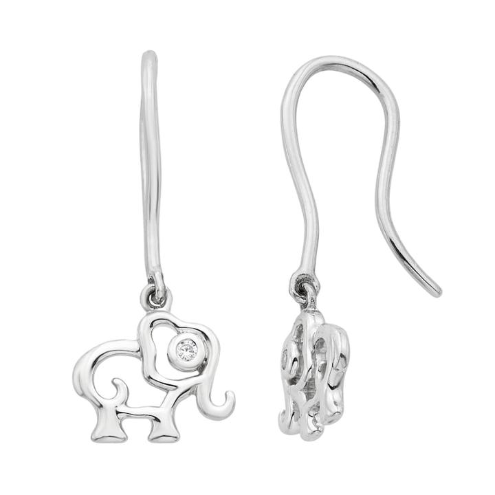 Little Diva Diamonds Kids' Sterling Silver Diamond Accent Elephant Earrings, Girl's, White