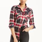 Women's Levi's&reg; Tailored Plaid Shirt, Size: Small, Black