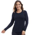 Women's Balance Collection Sloan Strappy Long Sleeve Tee, Size: Large, Black