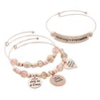Nothing Is Impossible Charm Bangle Bracelet Set, Women's, Pink
