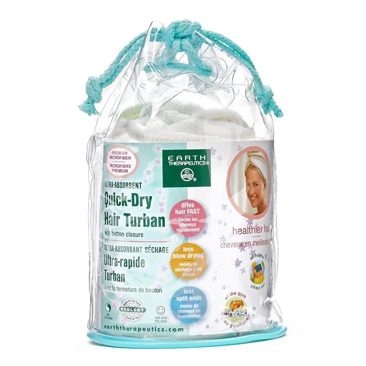 Earth Therapeutics Quick-dry Hair Turban, White