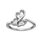 Love Is Forever Sterling Silver Diamond Accent Triple Heart Ring, Women's, Size: 7, White