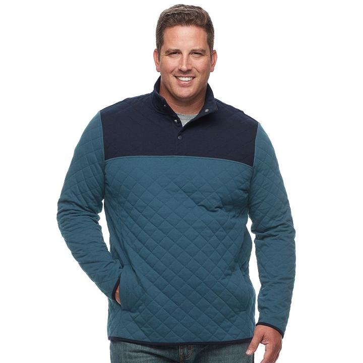 Big & Tall Croft & Barrow&reg; Classic-fit Quilted Mockneck Pullover, Men's, Size: 3xb, Blue