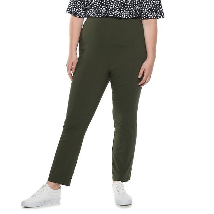 Plus Size Popsugar Essential Crop Pants, Women's, Size: 2xl, Dark Green