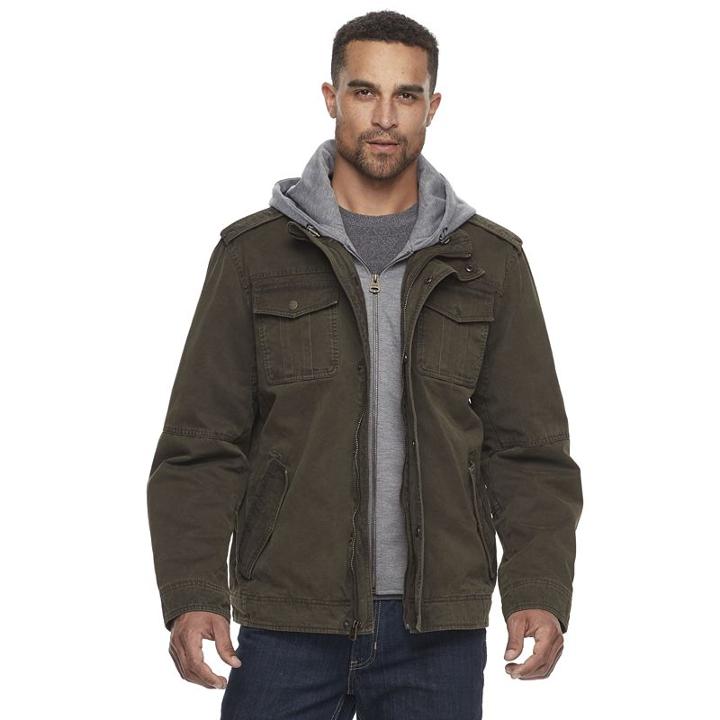 Men's Levi's&reg; Four-pocket Hooded Trucker Jacket, Size: Medium, Med Green