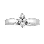 Love Always Round-cut Diamond Marquise Engagement Ring In Platinum Over Silver (1/5 Ct. T.w.), Women's, Size: 6, White