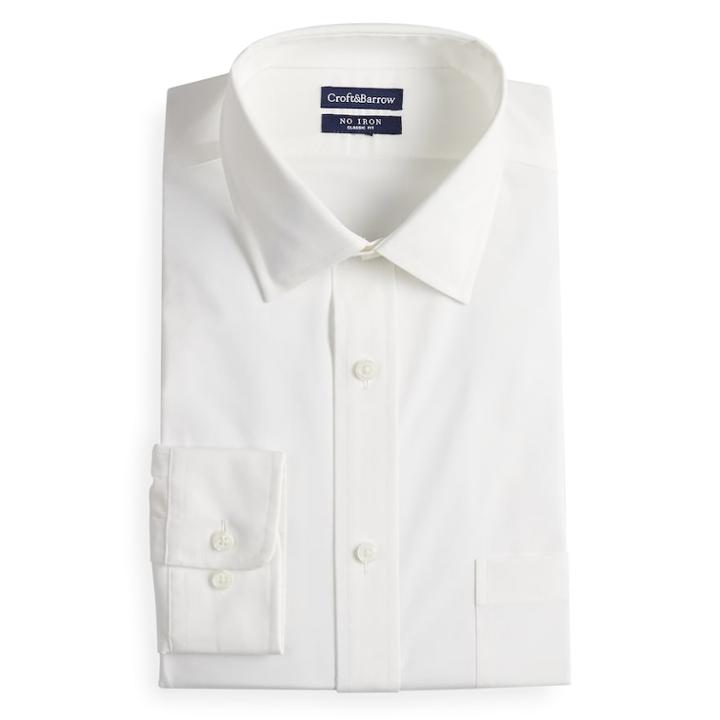 Men's Croft & Barrow&reg; Regular-fit Non-iron Stretch Dress Shirt, Size: 16.5-34/35, White