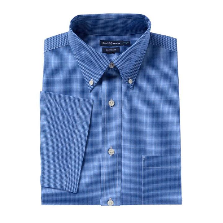 Men's Croft & Barrow&reg; Button-down Collar Dress Shirt, Size: L 16.5-17, Blue