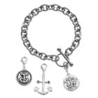 Love This Life Silver Plated Strength Anchor Charm & Bracelet Set, Women's, Grey
