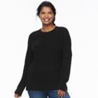 Juniors' Plus Size So&reg; Raglan Crewneck Sweater, Teens, Size: 1xl, Black