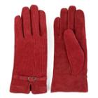 Women's Journee Collection Suede Leather & Corduroy Gloves, Size: Small, Red Other