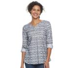 Women's Croft & Barrow&reg; Print Henley Top, Size: Large, White