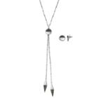 Geometric Bolo Necklace & Drop Earring Set, Women's, Silver