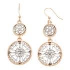 Two Tone Milgrain Filigree Disc Nickel Free Drop Earrings, Women's, Multicolor