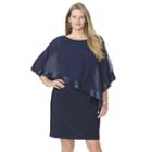 Plus Size Chaps Sequin Cold-shoulder Chiffon-overlay Evening Dress, Women's, Size: 24 W, Blue (navy)
