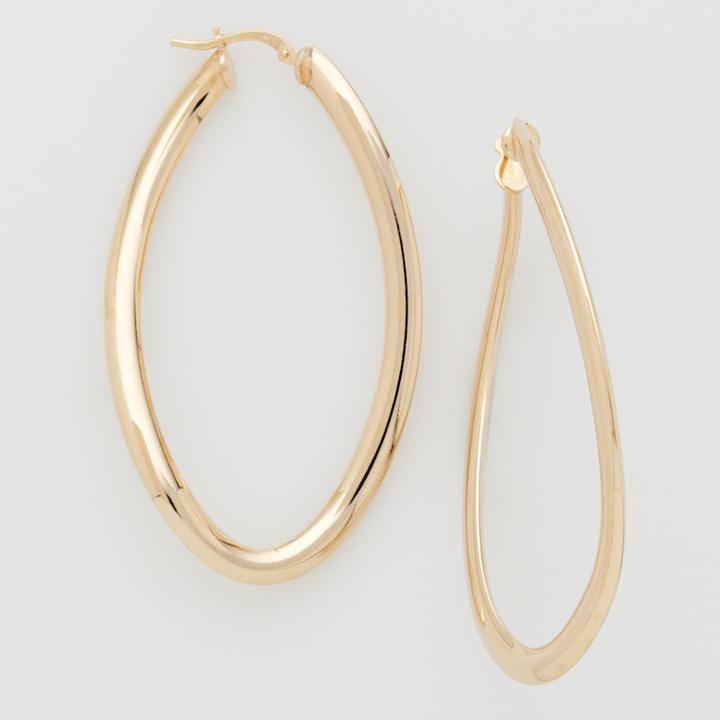 Elegante 18k Gold Over Brass Curved Oval Hoop Earrings, Women's, Yellow