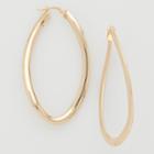 Elegante 18k Gold Over Brass Curved Oval Hoop Earrings, Women's, Yellow