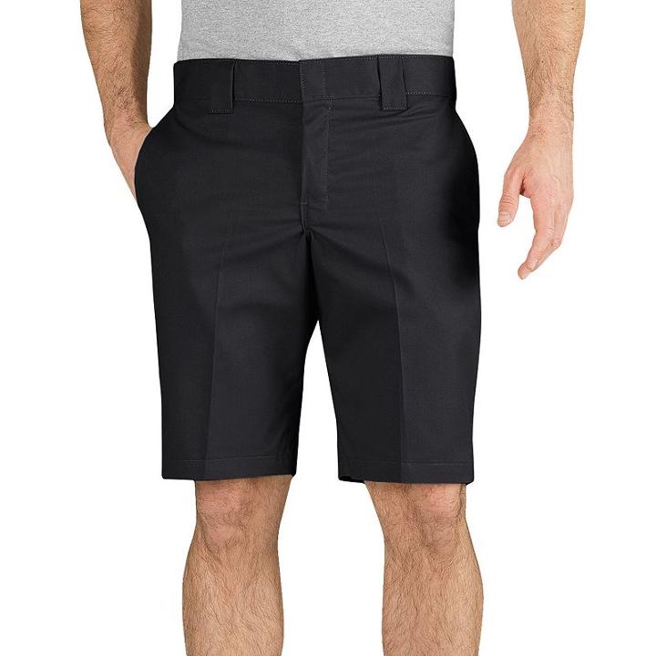 Men's Dickies Slim-fit Flat-front Work Shorts, Size: 28, Black