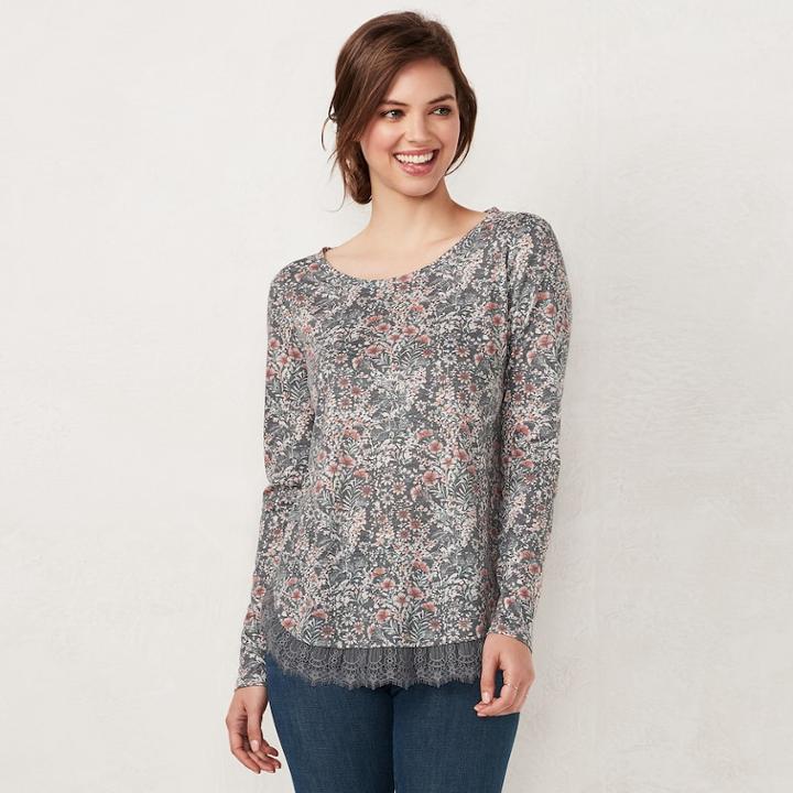 Women's Lc Lauren Conrad Lace-hem Tunic, Size: Xs, Orange