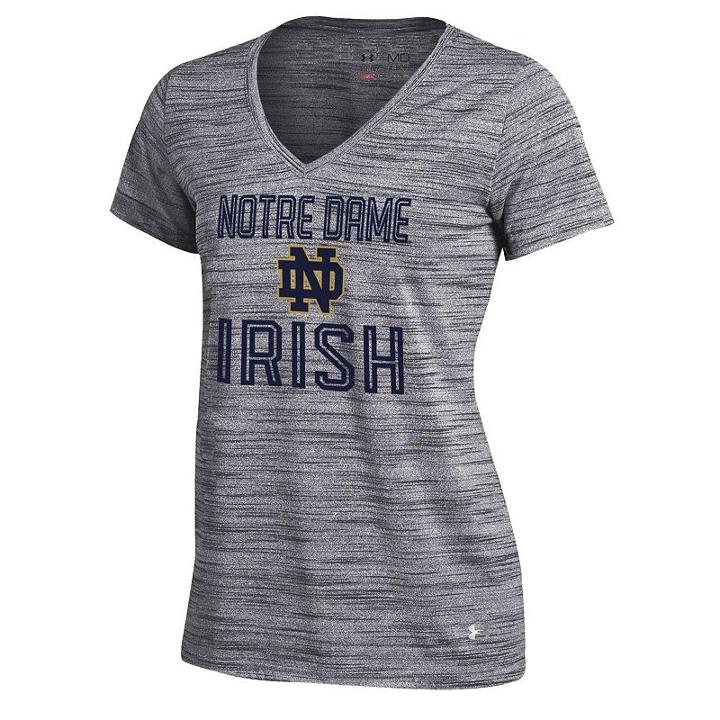 Women's Under Armour Notre Dame Fighting Irish Space Tech Tee, Size: Large, Grey