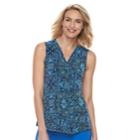 Women's Dana Buchman Pleated V-neck Tank, Size: Medium, Dark Blue