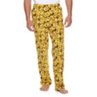Men's Patterned Microfleece Lounge Pants, Size: Large, Gold