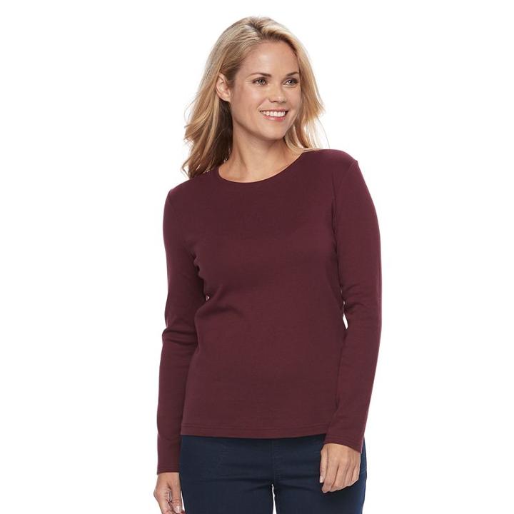 Petite Croft & Barrow&reg; Crewneck Tee, Women's, Size: S Petite, Red