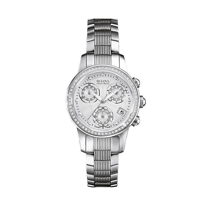 Bulova Women's Accu Swiss Diamond Stainless Steel Watch - 63r141, Grey