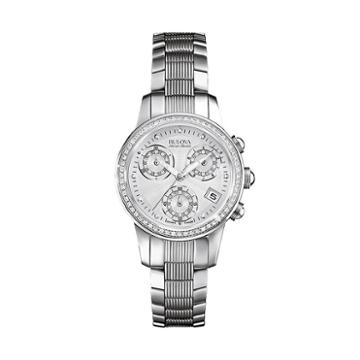 Bulova Women's Accu Swiss Diamond Stainless Steel Watch - 63r141, Grey