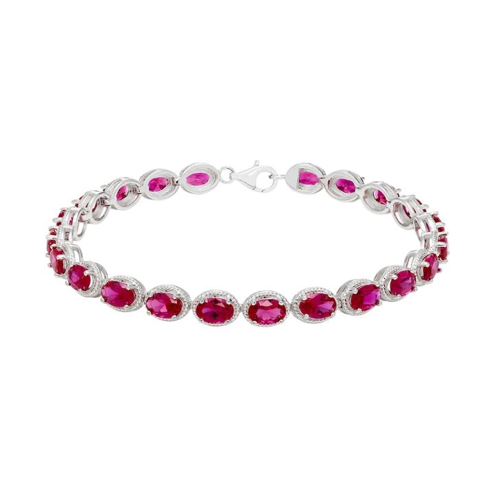 Sterling Silver Lab-created Ruby Bracelet, Women's, Red
