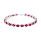 Sterling Silver Lab-created Ruby Bracelet, Women's, Red